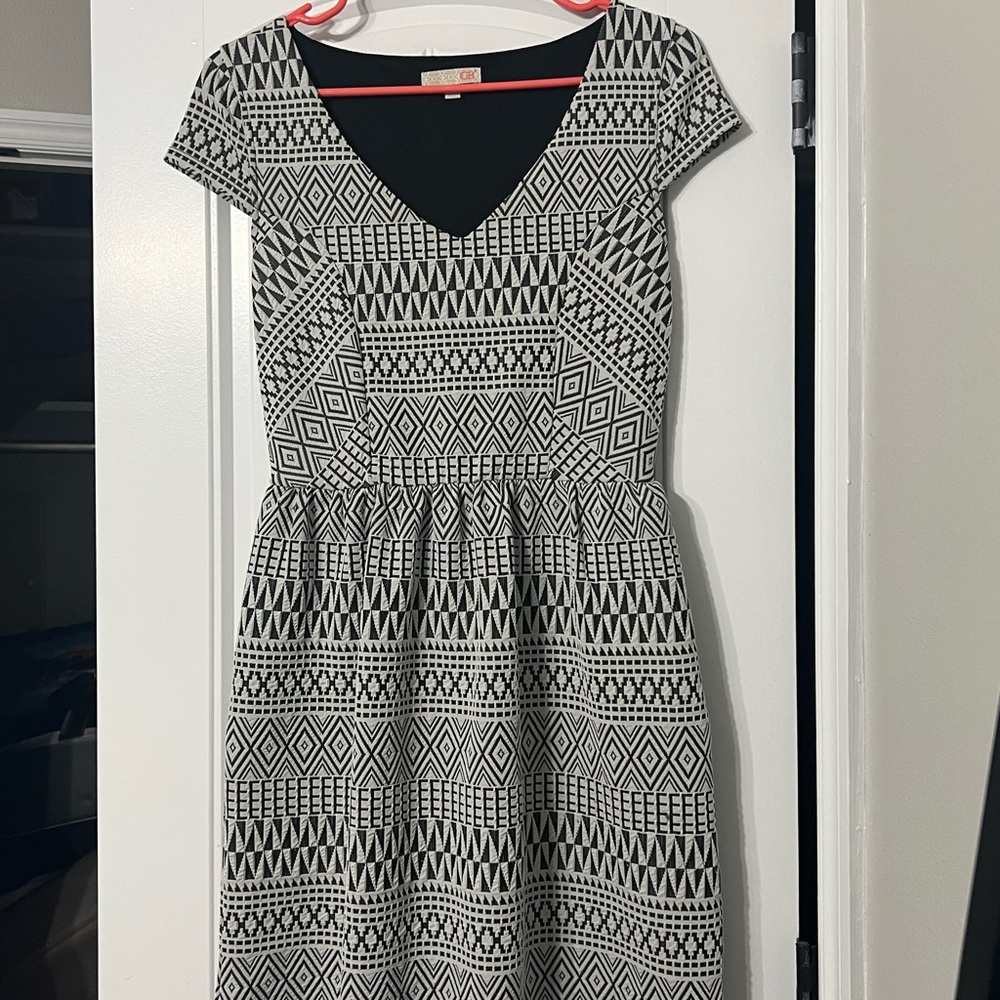 Geometric Black and White Mini Dress